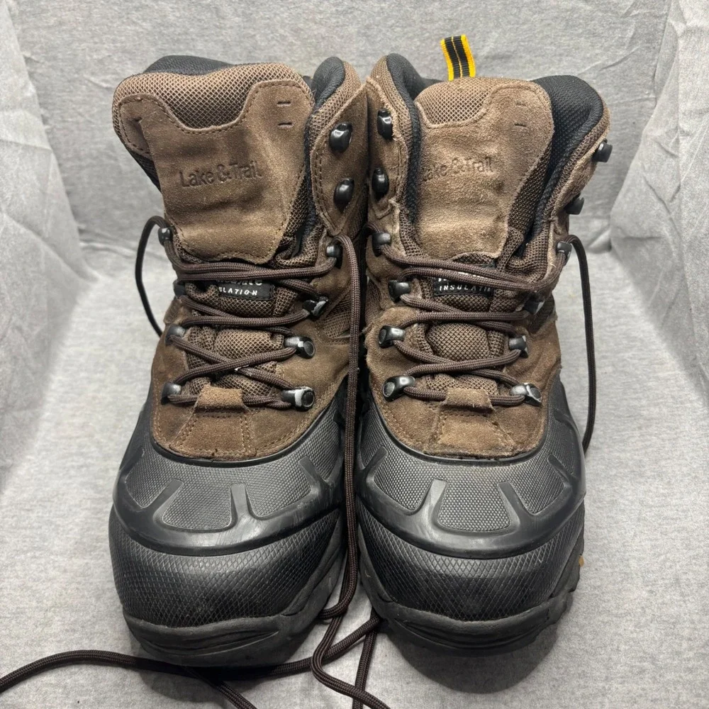 Lake & Trail Mens 12 Waterproof Thinsulate Leather Hiking hunt Boots Brown Black